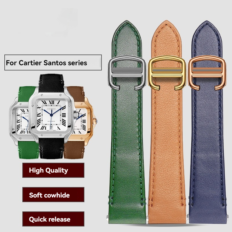 19mm 21mm Leather Watchband fo - огляд і ціна Cartier Watch Santos