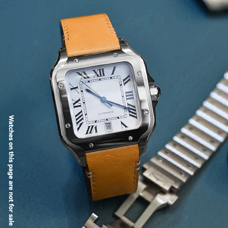 19mm 21mm Leather Watchband fo - огляд і ціна Cartier Watch Santos
