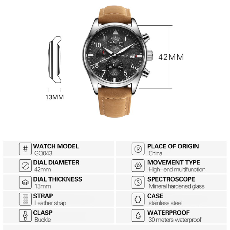 OCHSTIN Original Men Chronogra - огляд і ціна Leather Watch Band Men